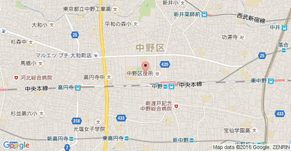 Google Map of 東京都中野区中野4-10-2 中野セントラルパークサウス 1F