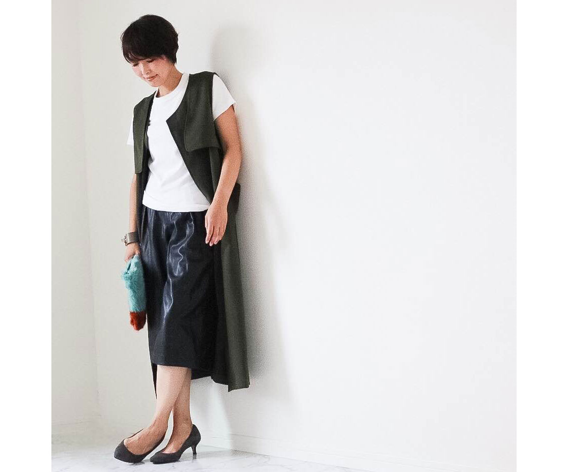 簡単におしゃれ感が出せる♪「Tシャツ＆ジレ」着回しコーデ3つ