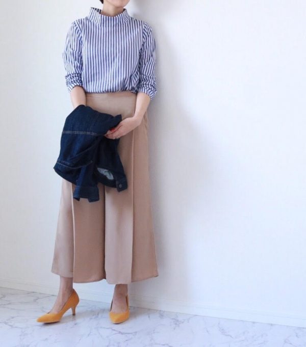 朝時間 揺れパンツベージュ