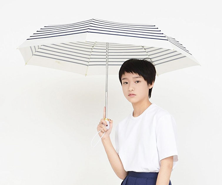 ボーダーがさわやか♪ワンタッチ開閉で楽ちん「Soul of the sea 折りたたみ傘」
