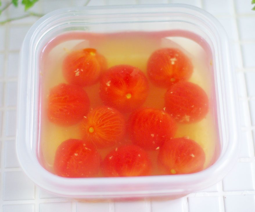 白だしで簡単！冷たい作り置き「プチトマトのだしびたし」