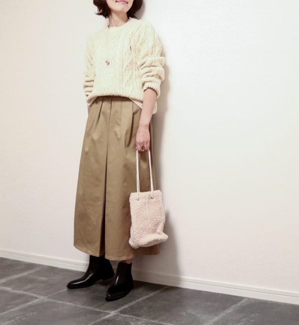 朝時間 ショート丈 チノスカート