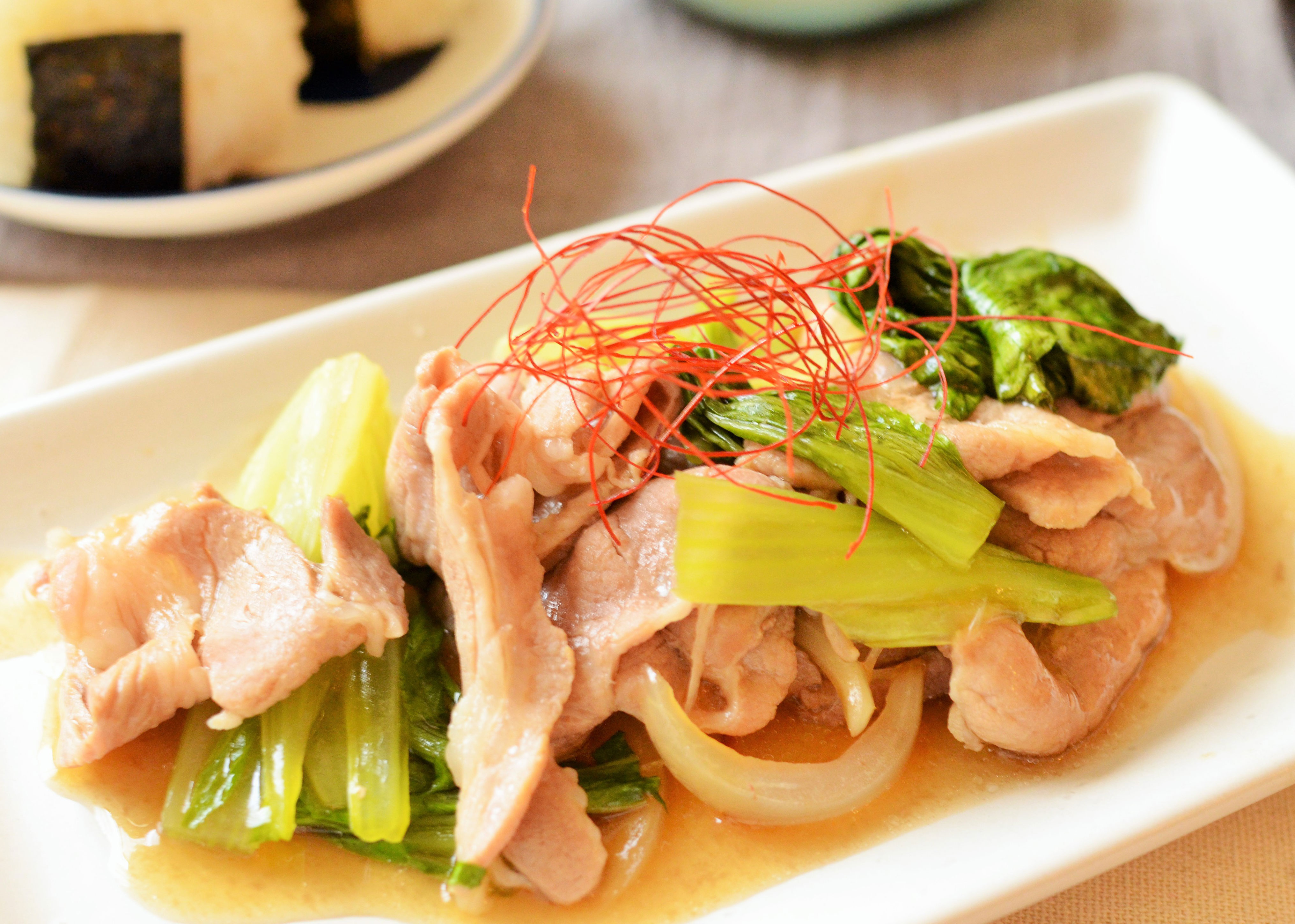 レンチンで時短！ご飯にかけても◎「チンゲン菜と豚肉の和風あんかけ」