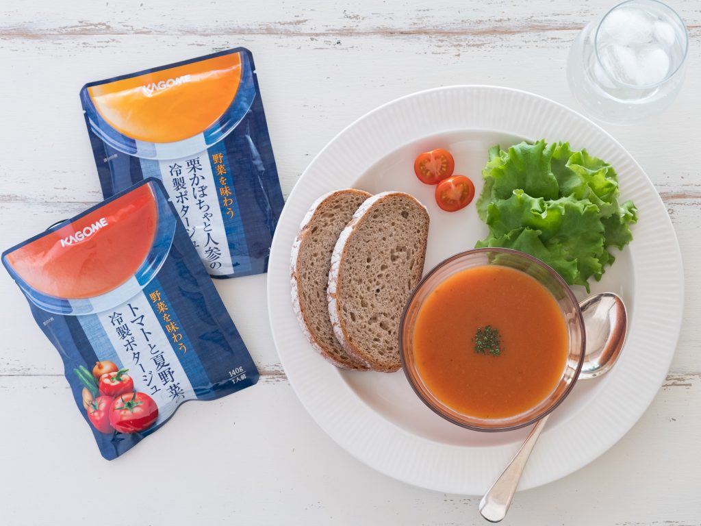 夏の朝が手軽に充実♪4種のおいしさ「冷製 野菜を味わうポタージュ」 夏の朝が手軽に充実♪4種のおいしさ「冷製 野菜を味わうポタージュ」