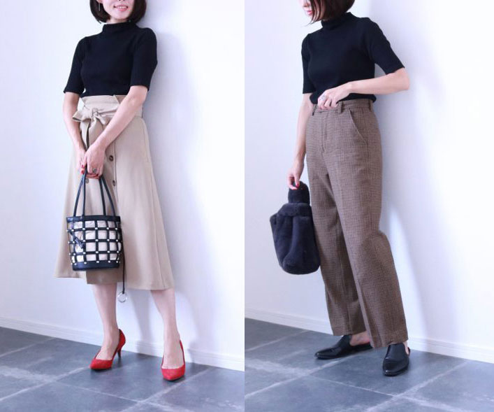 UNIQLO「リブハイネックT」を着回し！ベーシックカラーの秋コーデ術3つ