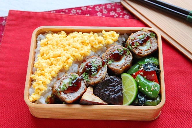 作るのも食べるのも楽しい♪「ちくわの肉巻き!お好み焼き味」のお弁当 作るのも食べるのも楽しい♪「ちくわの肉巻き!お好み焼き味」のお弁当
