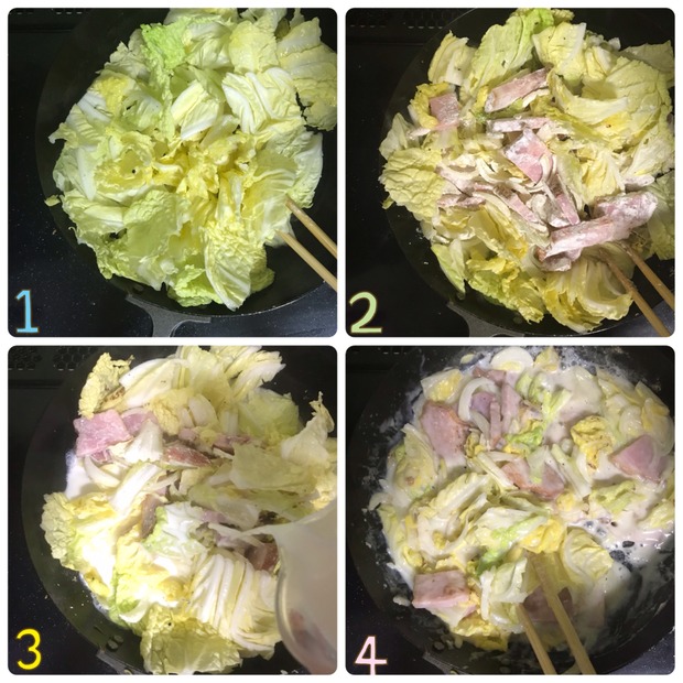 生クリーム＆バター不使用♪「ベーコンと白菜のクリーム煮」の作り置きの作り方