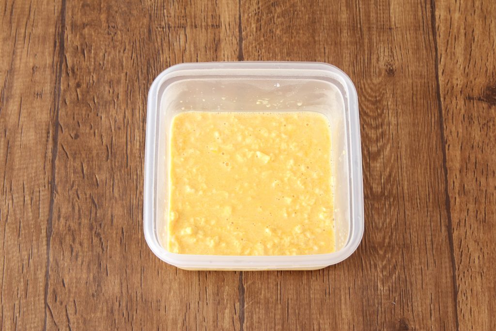 レンジ加熱した卵液