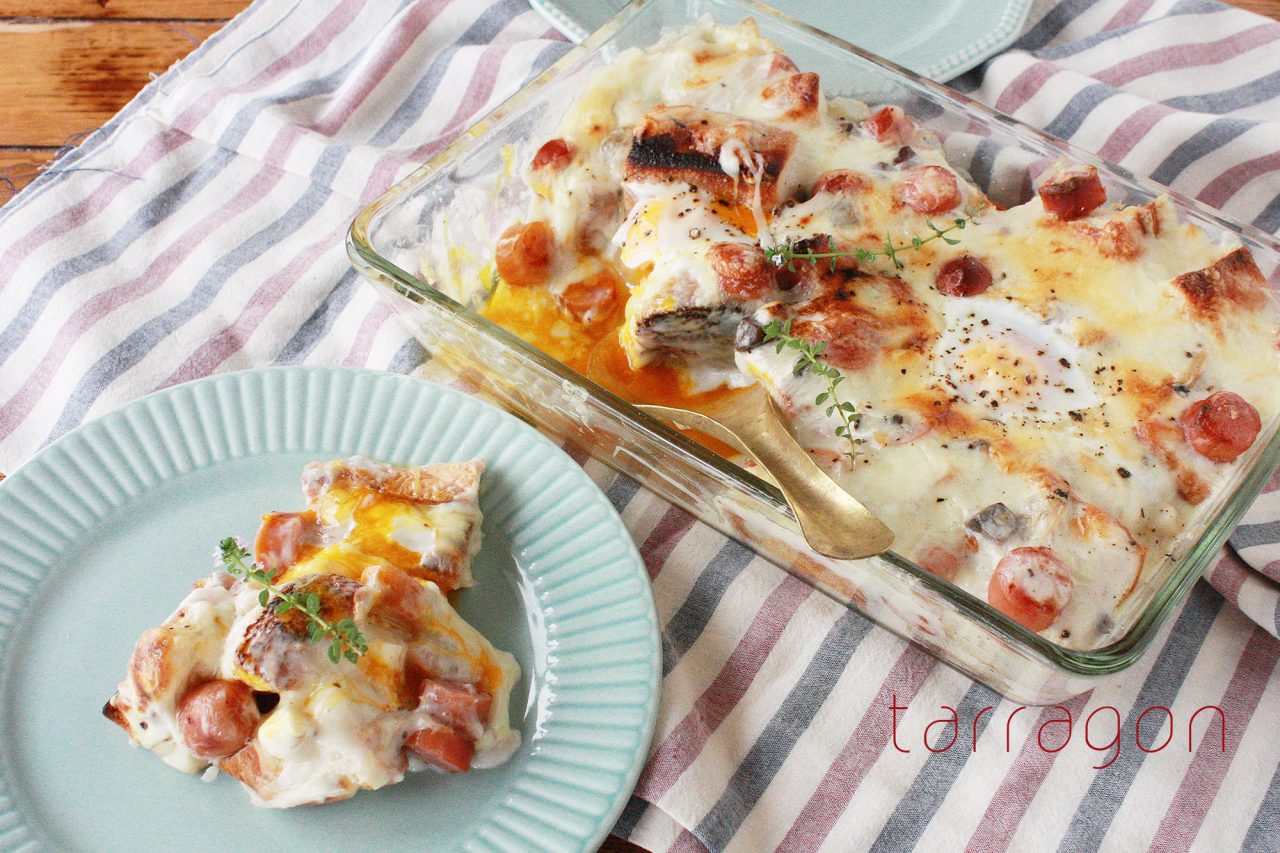 市販のパスタソースで簡単♪とろ～りとろける「クリーミーパングラタン」