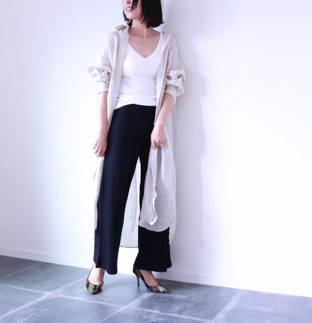 夏に使える!UNIQLO「コットンリブワイドパンツ」着回しコーデ