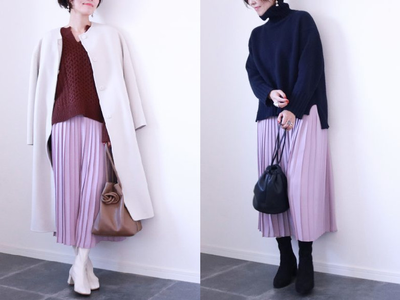 着痩せ力に感動！UNIQLO「シフォンプリーツロングスカート」着回しコーデ3つ