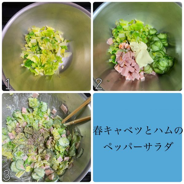 クセになるピリ辛味！簡単作り置き「春キャベツとハムのペッパーサラダ」