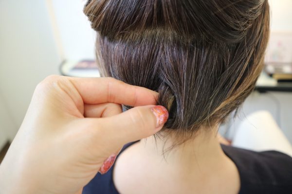伸ばしかけボブでもOK！「襟足すっきり」お団子ヘアアレンジ