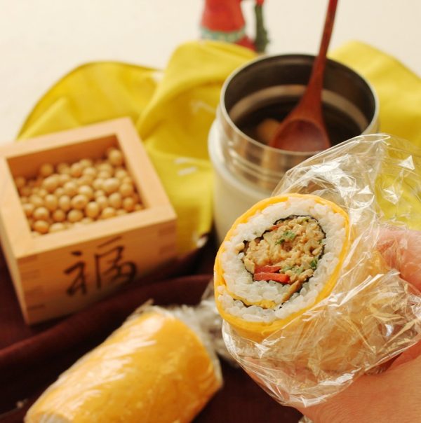 節分の恵方巻にも！簡単「野菜そぼろ巻き寿司」「簡単味噌汁」2品弁当