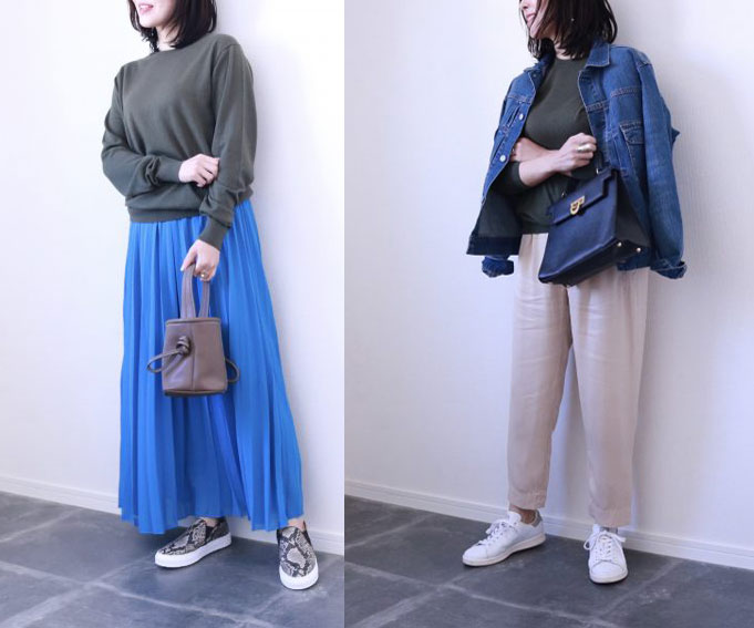 今から夏前まで活躍！UNIQLO「コットンメリノクルーネックセーター」着回し3パターン