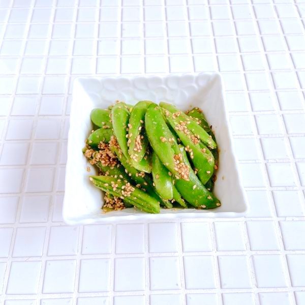 レンジで簡単作り置き!「スナップエンドウのごま和え」
