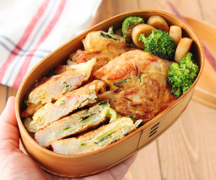 カニカマで簡単！「かき揚げ風ピカタ」「野菜のオイスターソース炒め」2品弁当