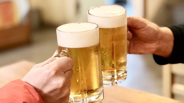 ビールで乾杯