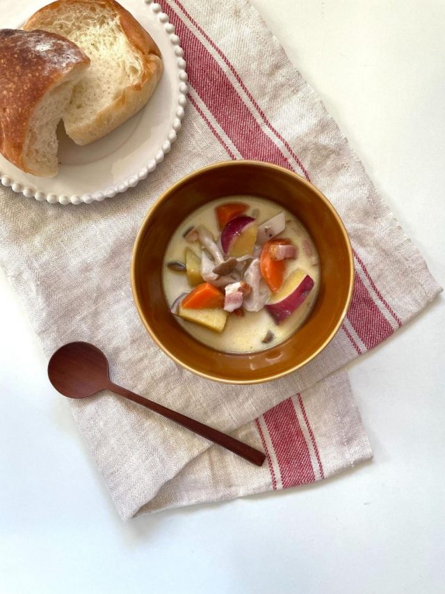 器選びで、朝ごはんがもっとおいしく!体が温まる「根菜の豆乳スープ」