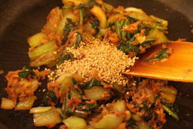 ツナとチンゲン菜のごはん