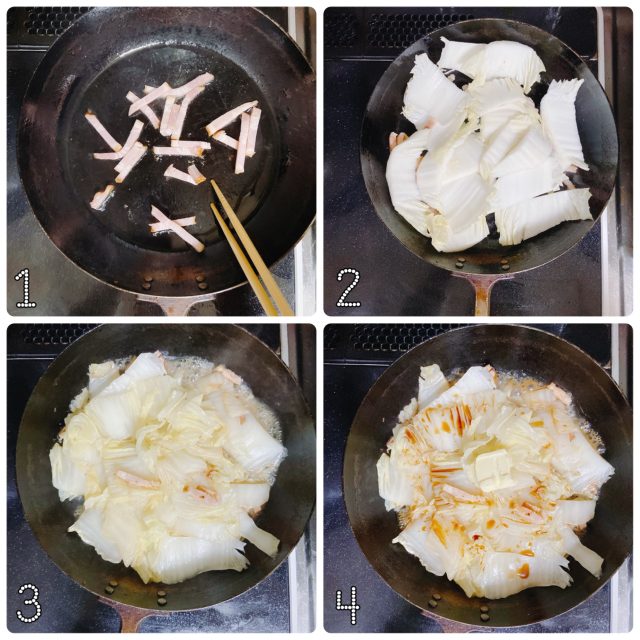 白菜とベーコンの蒸し焼き