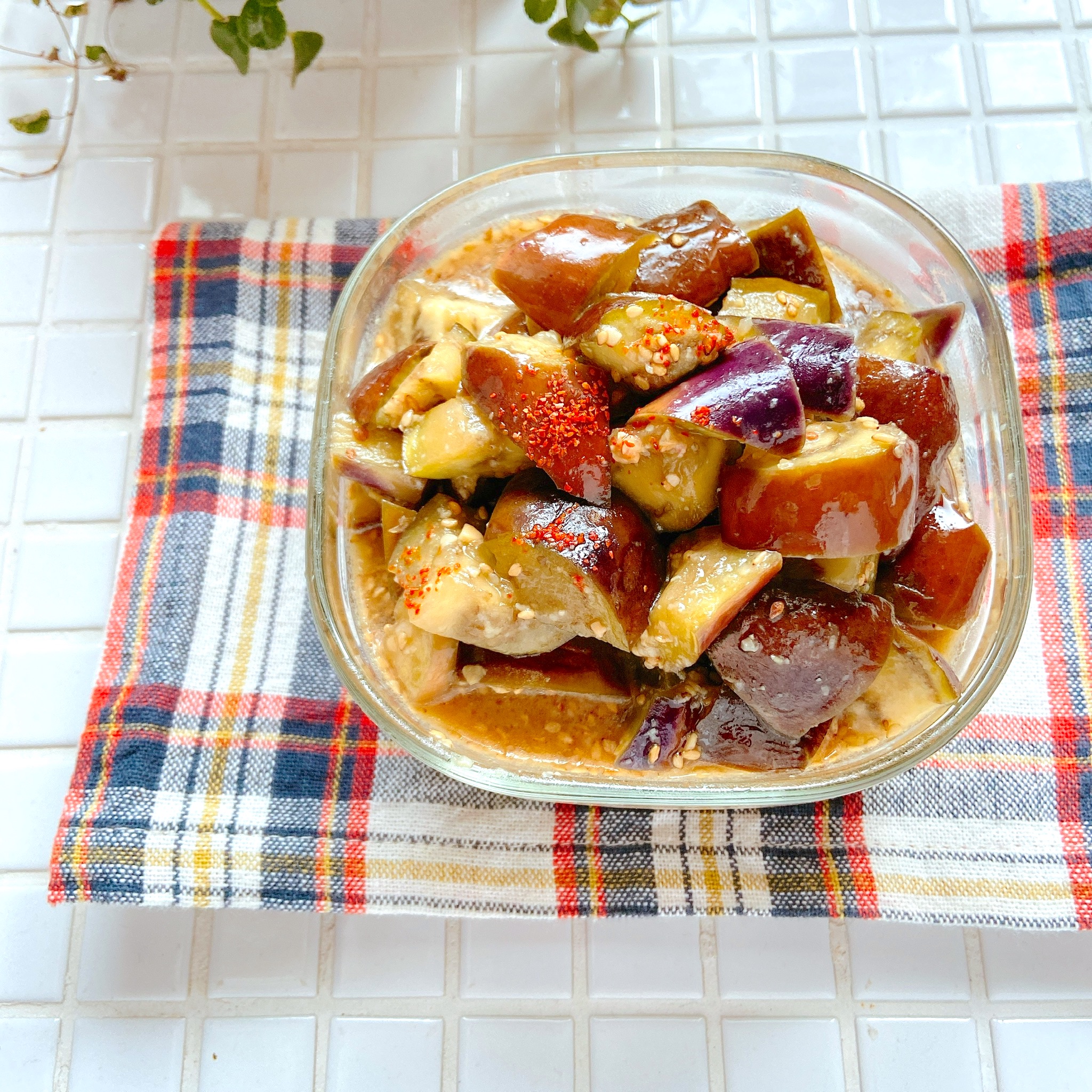 火を使わずレンジで簡単！「なすの甘味噌和え」の作り置き