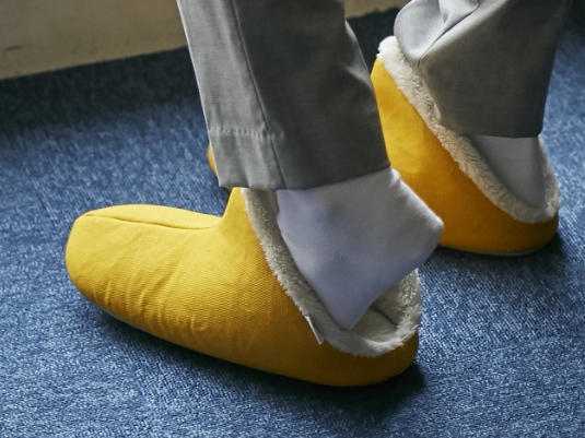 ABE HOME SHOES/帆布のボアルームシューズ