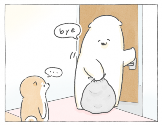 【四コマ漫画】vol.52「朝のひと仕事」｜おはよう！おしばと愉快な仲間たち