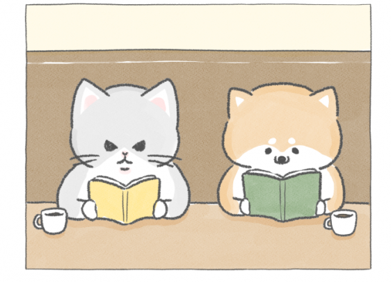 【四コマ漫画】vol.49「朝読書」｜おはよう！おしばと愉快な仲間たち