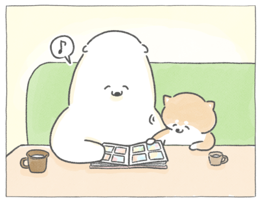 【四コマ漫画】vol.57「アルバム」｜おはよう！おしばと愉快な仲間たち