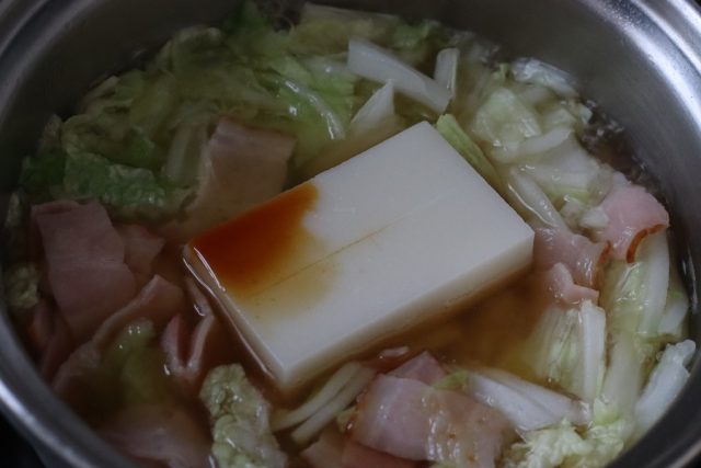「白菜と餅のバター醤油」