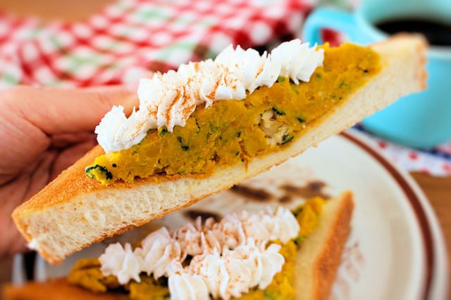 身体の中から乾燥対策♪「皮ごとスイートかぼちゃトースト」