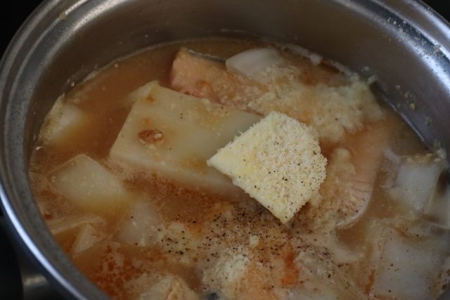 白菜と餅の味噌バター