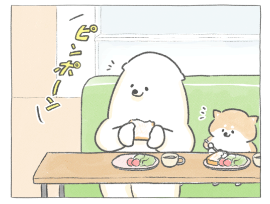 【四コマ漫画】vol.62「来客」｜おはよう！おしばと愉快な仲間たち