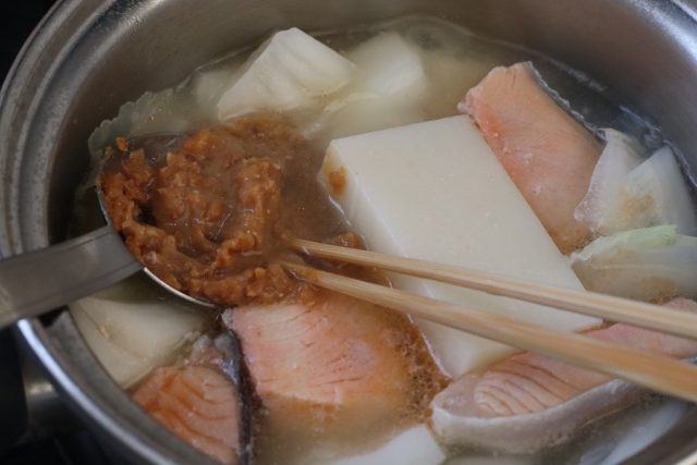 白菜と餅の味噌バター
