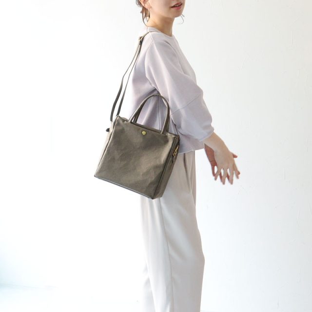 Neutral Gray 日本製 コットンキャンバスPVC加工 ジェーンII 2WAYトートバッグ