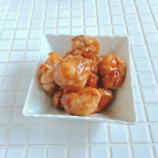 豚こまボールの甘酢照り焼き
