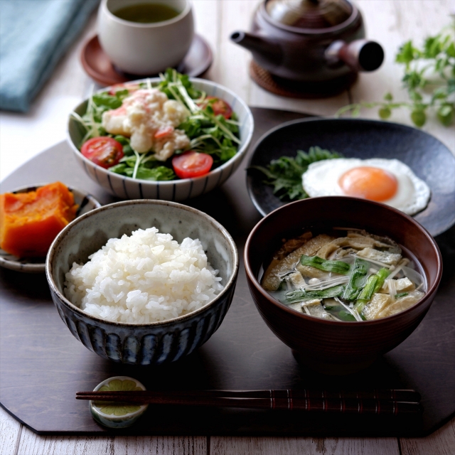 朝食と緑茶