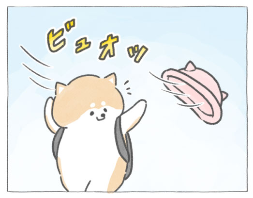 【四コマ漫画】vol.72「飛んでいく」｜おはよう！おしばと愉快な仲間たち