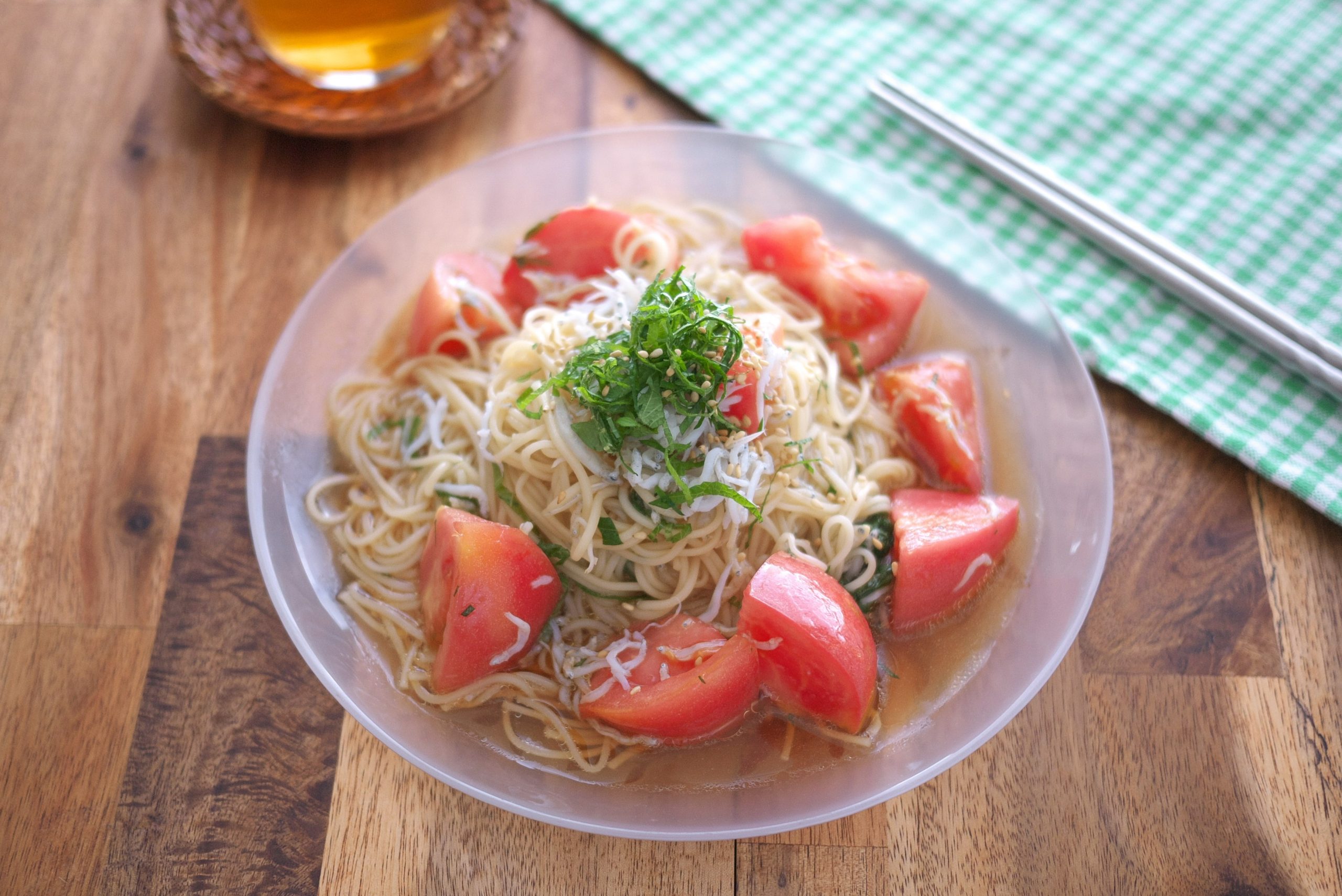 ビタミンたっぷり！簡単「トマトしらすの洋風そうめん」
