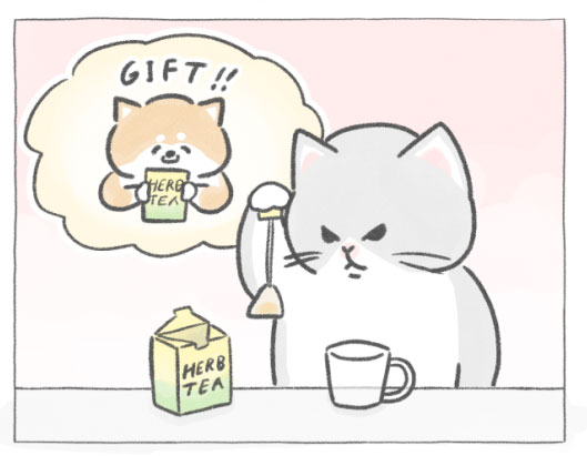 【四コマ漫画】vol.73「ハーブティー」｜おはよう！おしばと愉快な仲間たち