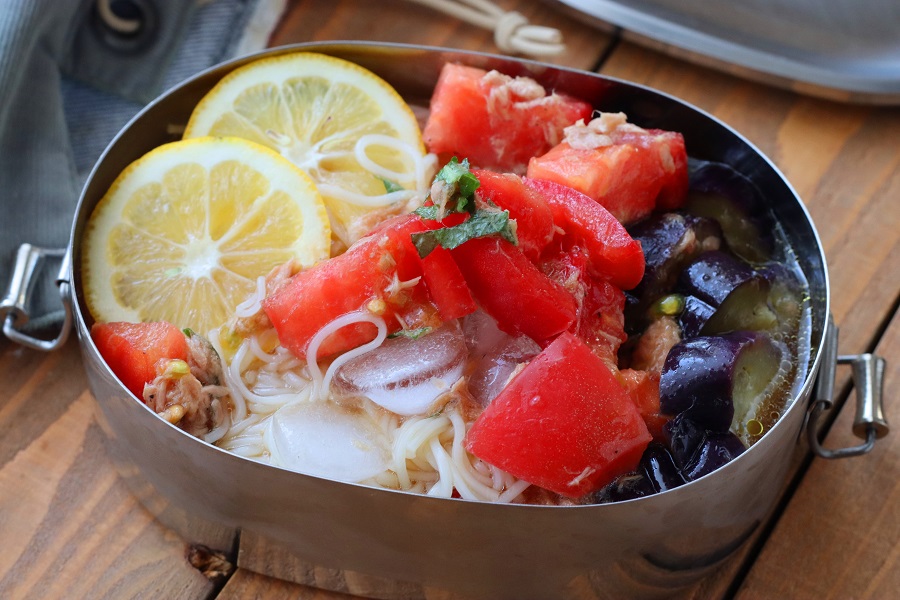 ひんやり夏向き！「なす素麺」「ツナとトマトのイタリアンつゆ」2品弁当