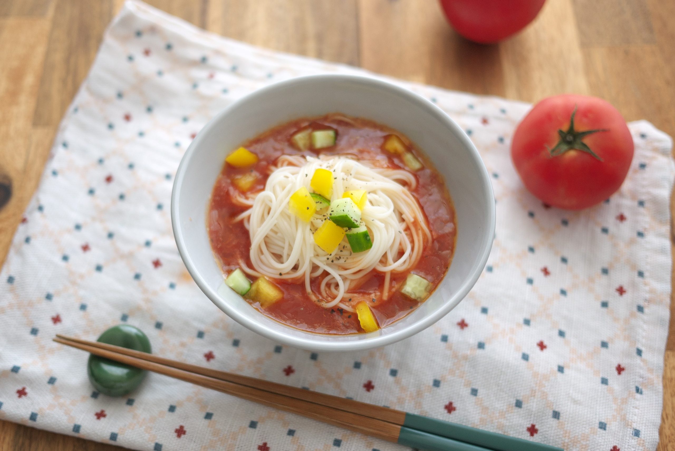 美肌レシピ！ミキサーを使わず簡単「ガスパチョそうめん」