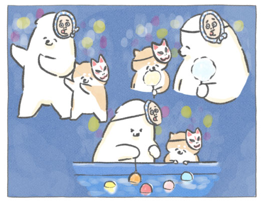 【四コマ漫画】vol.88 「夏祭り」｜おはよう！おしばと愉快な仲間たち