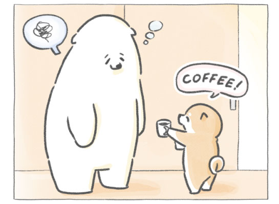 【四コマ漫画】vol.93「朝のコーヒー」｜おはよう！おしばと愉快な仲間たち