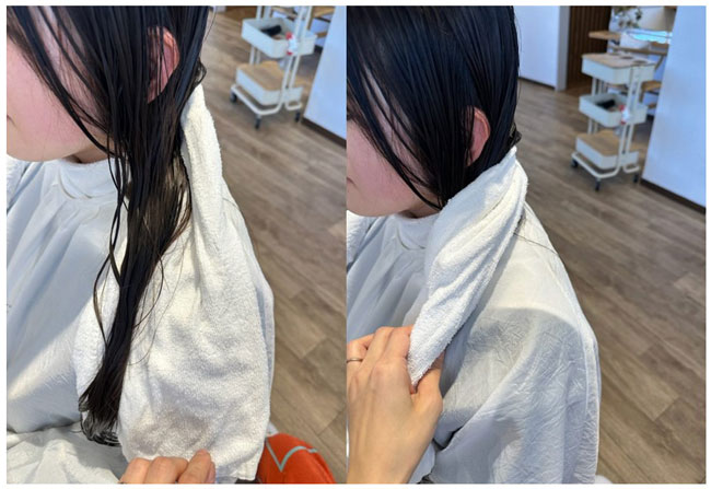 髪をタオルで巻く1