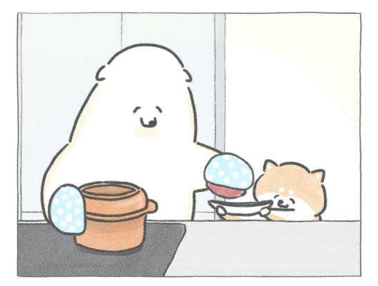 【四コマ漫画】vol.102「おうちで焼き芋」｜おはよう！おしばと愉快な仲間たち