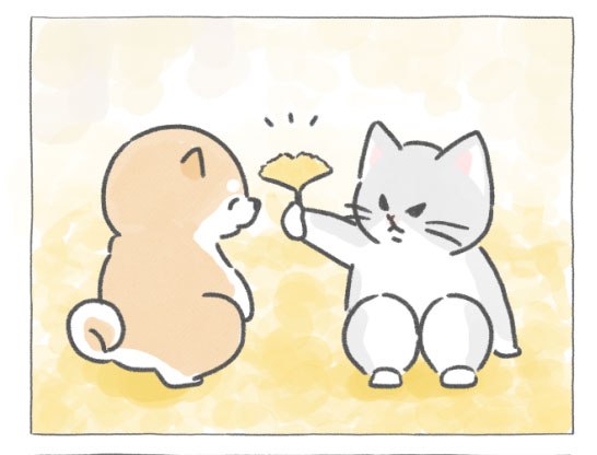 【四コマ漫画】vol.99「イチョウ」｜おはよう！おしばと愉快な仲間たち