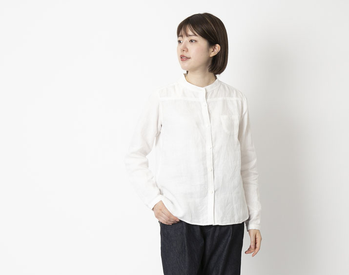 rolca/フレンチリネンスタンドカラーシャツ
