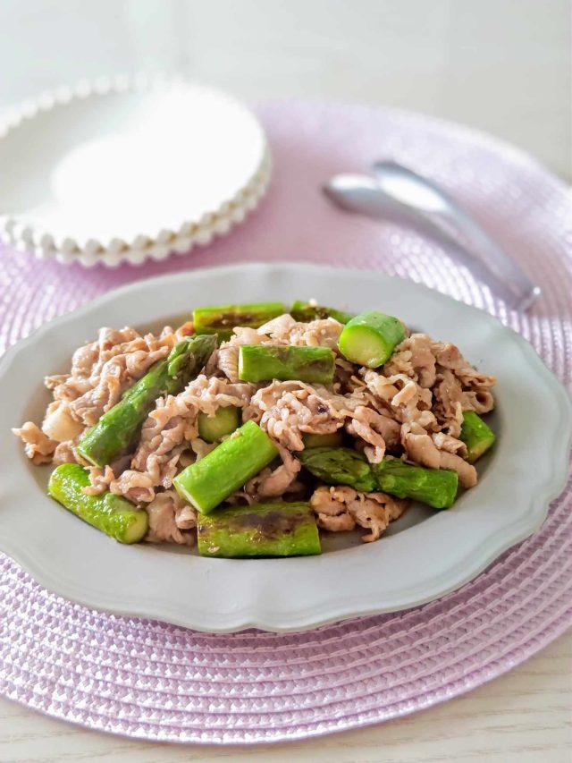 アスパラガスと豚肉の旨味噌炒め